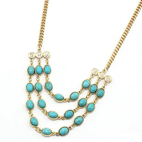 Beauteous Turquoise Necklace With 3 Strands