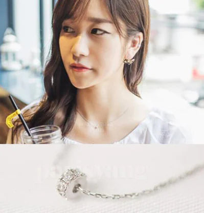 Korean Jewelry, Zirconia Minimalist Necklace