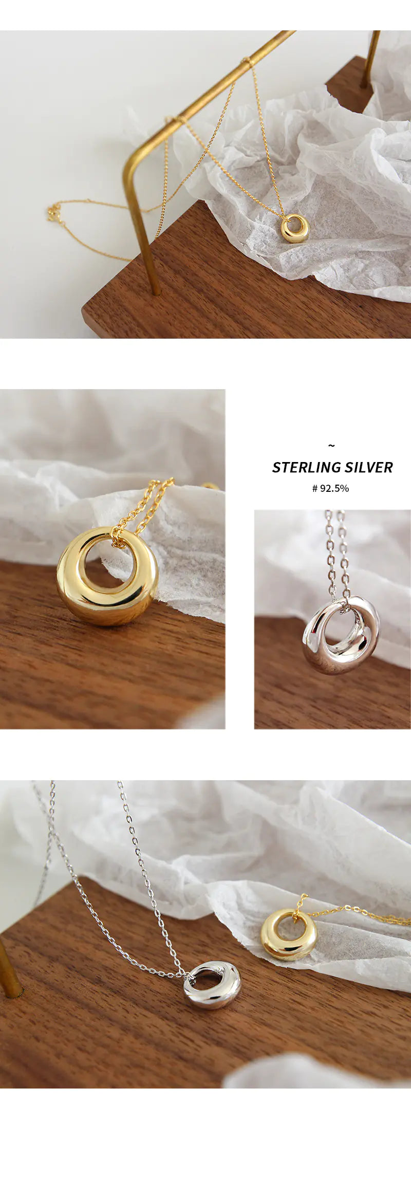 Minimalist Silver Pendant Necklace with Circle Charm